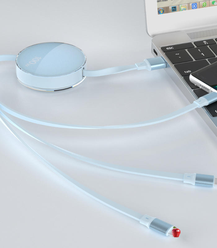 100W three in one telescopic data cable.