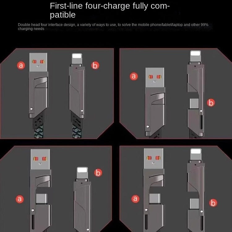 Factory 4-in-1 Cable, Dual USB-C, Charging cable.