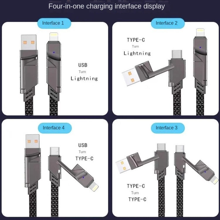 Factory 4-in-1 Cable, Dual USB-C, Charging cable.