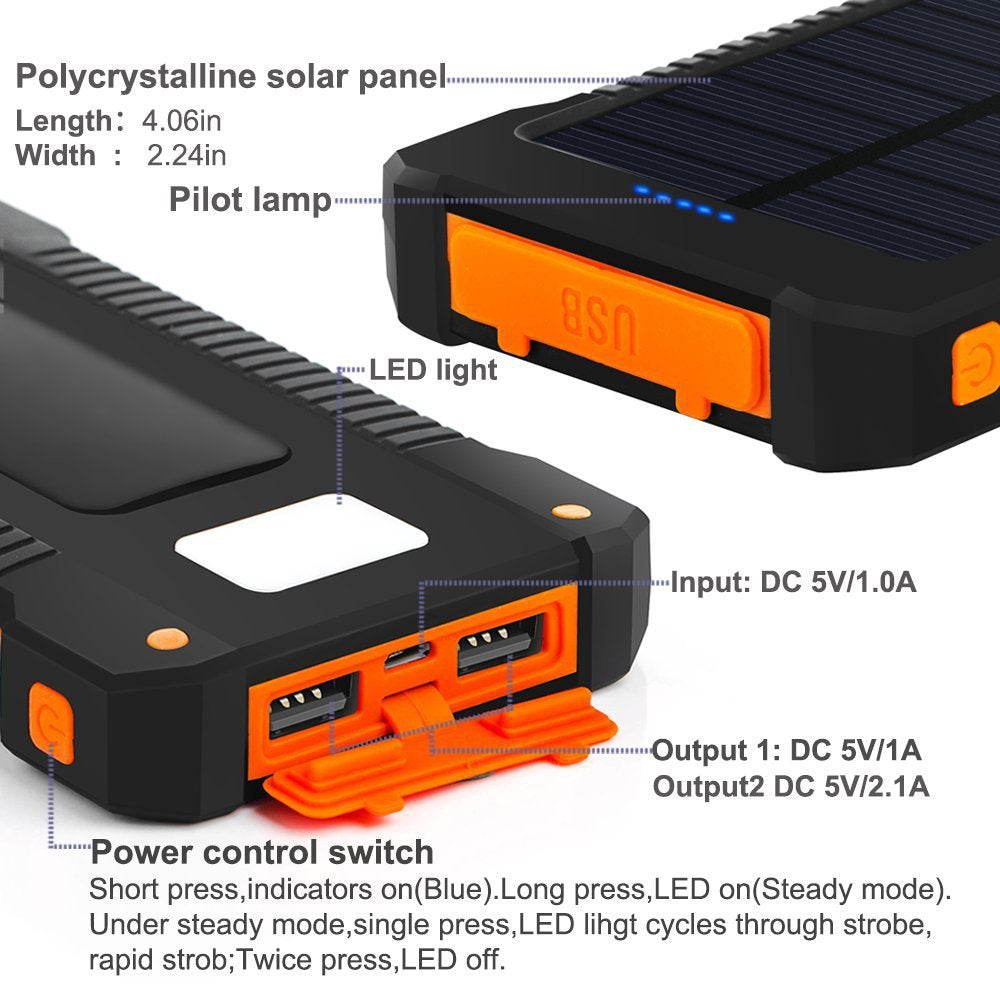 For Smartphone with LED Light Solar Power Bank.